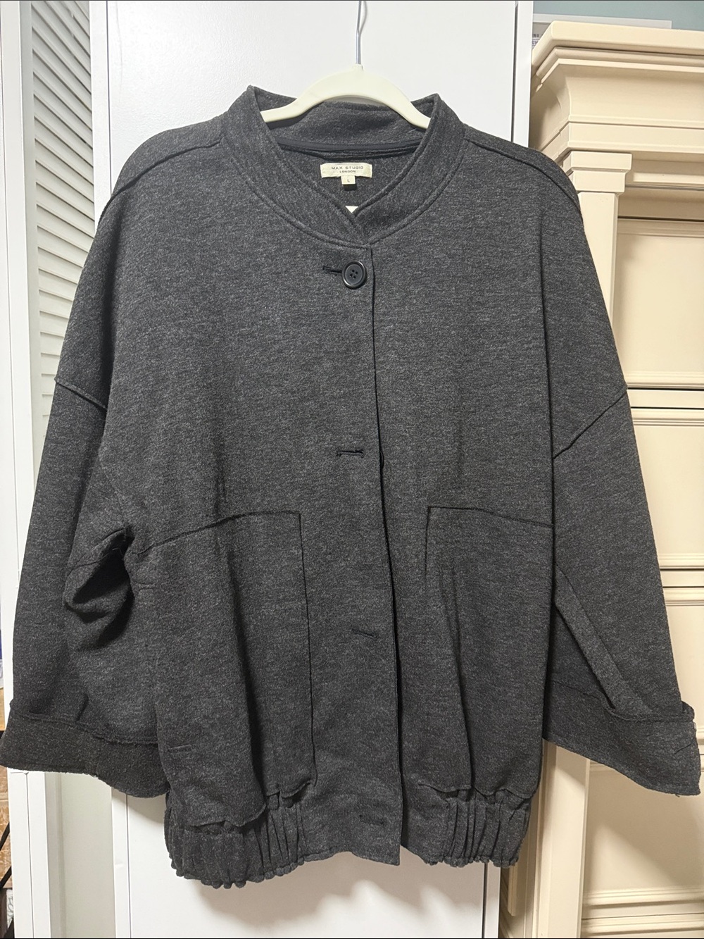 Max studio Dark Charcoal Relaxed Utility Jacket
